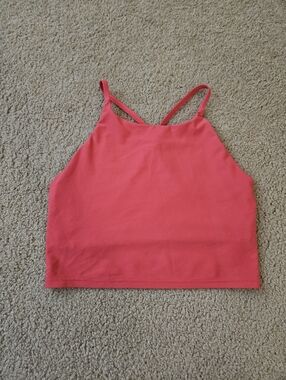 Old Navy Women's Size Large L Coral Pink Cropped Cami Tank Top with Built-in Bra